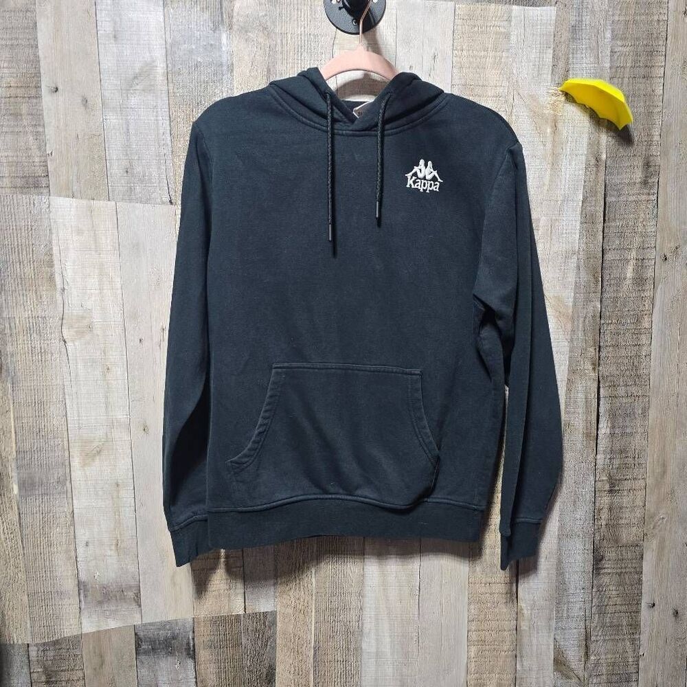 Kappa Black Graphic Hoodie Unisex Small Streetwear Basic Neutral Trendy Winter